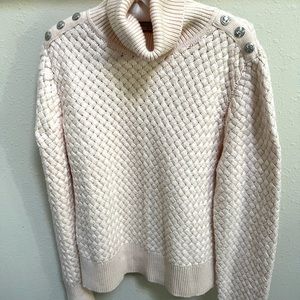 Holland Cooper Basket Weave Roll Neck Jumper (Sweater) in Powder Pink. XL